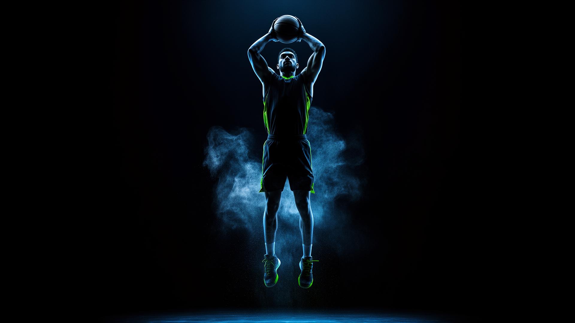 Athlete performing explosive vertical jump